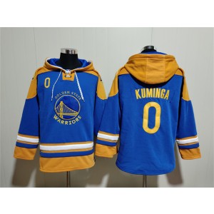 NBA Warriors 0 J. Kuminga Blue Yellow Lace-Up Pullover Hoodie