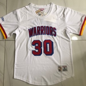 NBA Warriors 30 Curry White Throwback Men Jersey