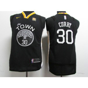 NBA Warriors 30 Stephen Curry Black Nike Youth Jersey