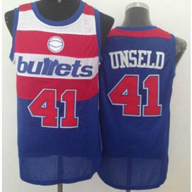 NBA Wizards 41 Wes Unseld Blue Bullets Throwback Men Jersey