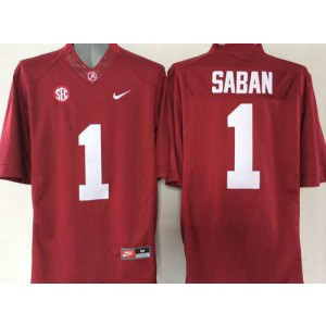 NCAA Alabama Crimson Tide 1 Nick Saban Red Men Jersey With SEC Patch NCAA Alabama Crimson Tide 1 Nick Saban Red Men Jersey With SEC Patch