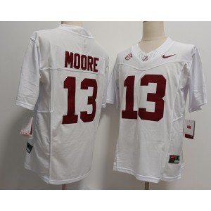 NCAA Alabama Crimson Tide 13 Malachi Moore White F.U.S.E. Vapor Limited Men Jersey