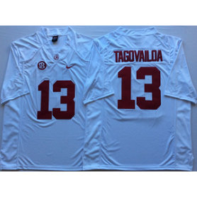 NCAA Alabama Crimson Tide 13 Tua Tagovailoa White College Football Men Jersey NCAA Alabama Crimson Tide 13 Tua Tagovailoa White College Football Men Jersey