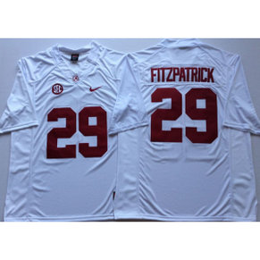 NCAA Alabama Crimson Tide 29 Minkah Fitzpatrick White Football Men Jersey NCAA Alabama Crimson Tide 29 Minkah Fitzpatrick White Football Men Jersey