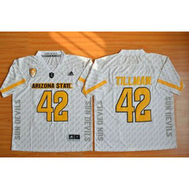NCAA Arizona State Sun Devils 42 Pat Tillman New White Basketball PAC-12 Patch Men Jersey