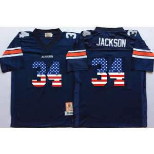 NCAA Auburn Tigers 34 Bo Jackson Navy USA Flag Men Jersey