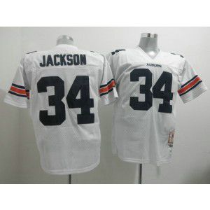 NCAA Auburn Tigers 34 Bo Jackson White Throwback Men Jersey
