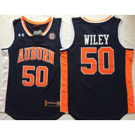 NCAA Auburn Tigers 50 Austin Wiley Navy College Basketball Men Jersey