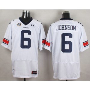 NCAA Auburn Tigers 6 Jeremy Johnson White Men Jersey With SEC Patch
