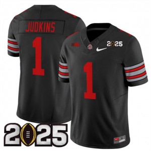 NCAA Buckeyes 1 Quinshon Judkins Black 2025 CFP Final Patch F.U.S.E. Vapor Limited Men Jersey