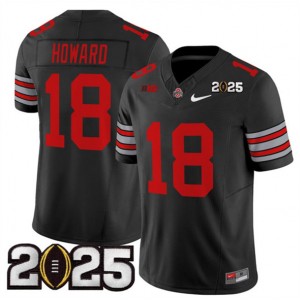 NCAA Buckeyes 18 Will Howard Black 2025 CFP Final Patch F.U.S.E. Vapor Limited Men Jersey