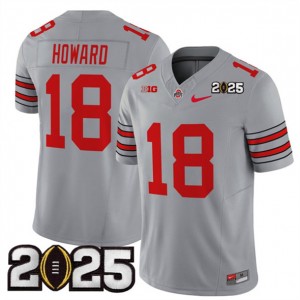 NCAA Buckeyes 18 Will Howard Gray 2025 CFP Final Patch F.U.S.E. Vapor Limited Men Jersey