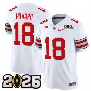 NCAA Buckeyes 18 Will Howard White 2025 CFP Final Patch F.U.S.E. Vapor Limited Men Jersey