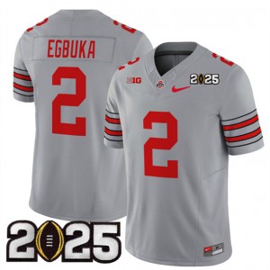 NCAA Buckeyes 2 Emeka Egbuka Gray 2025 CFP Final Patch F.U.S.E. Vapor Limited Men Jersey