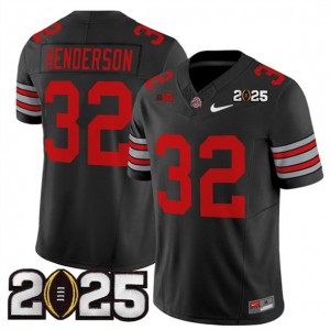 NCAA Buckeyes 32 TreVeyon Henderson Black 2025 CFP Final Patch F.U.S.E. Vapor Limited Men Jersey