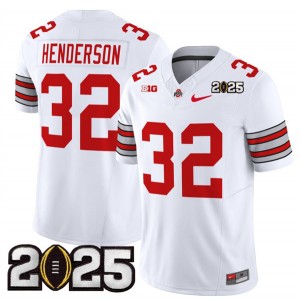 NCAA Buckeyes 32 TreVeyon Henderson White 2025 CFP Final Patch F.U.S.E. Vapor Limited Men Jersey