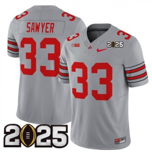 NCAA Buckeyes 33 Jack Sawyer Gray 2025 CFP Final Patch F.U.S.E. Vapor Limited Men Jersey