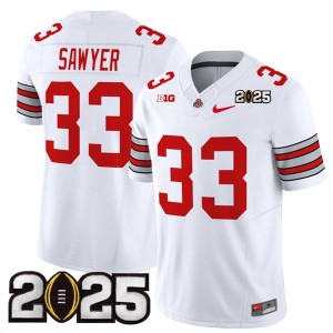 NCAA Buckeyes 33 Jack Sawyer White 2025 CFP Final Patch F.U.S.E. Vapor Limited Men Jersey