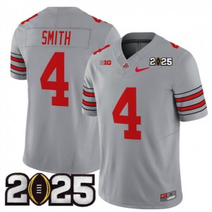 NCAA Buckeyes 4 Jeremiah Smith Gray 2025 CFP Final Patch F.U.S.E. Vapor Limited Men Jersey