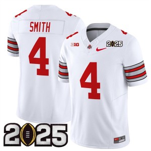 NCAA Buckeyes 4 Jeremiah Smith White 2025 CFP Final Patch F.U.S.E. Vapor Limited Men Jersey
