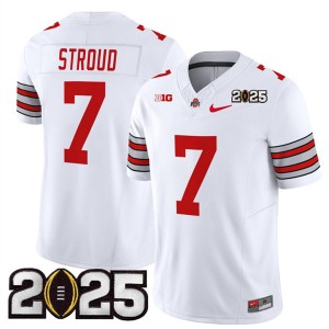 NCAA Buckeyes 7 C.J. Stroud White 2025 CFP Final Patch F.U.S.E. Vapor Limited Men Jersey