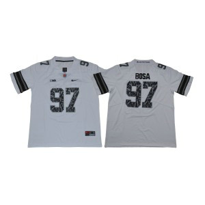 NCAA Buckeyes 97 Nick Bosa White Gray Shadow Football Men Jersey NCAA Buckeyes 97 Nick Bosa White Gray Shadow Football Men Jersey
