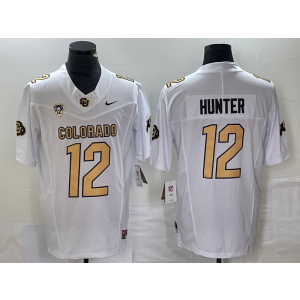 NCAA Buffaloes 12 Travis Hunter White 2023 F.U.S.E Vapor Limited Men Jersey with Pac-12 Patch