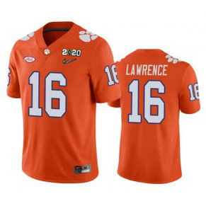 NCAA Clemson Tigers 16 Trevor Lawrence Orange 2020 National Championship Football Men Jersey