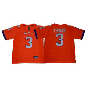 NCAA Clemson Tigers 3 Xavier Thomas Orange College Football Men Jersey