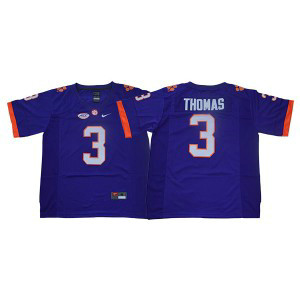 NCAA Clemson Tigers 3 Xavier Thomas Purple College Football Men Jersey
