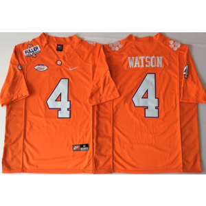 NCAA Clemson Tigers 4 Deshaun Watson Orange Fuller Patch ACC Patch Men Jersey NCAA Clemson Tigers 4 Deshaun Watson Orange Fuller Patch ACC Patch Men Jersey