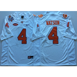 NCAA Clemson Tigers 4 Deshaun Watson White Fuller Patch ACC Patch Men Jersey NCAA Clemson Tigers 4 Deshaun Watson White Fuller Patch ACC Patch Men Jersey