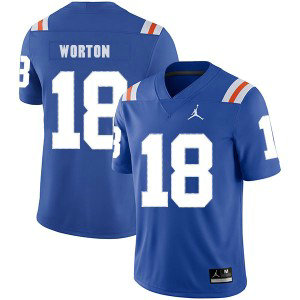 NCAA Florida Gators 18 C.J. Worton Blue Throwback College Football Men Jersey