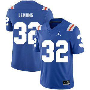 NCAA Florida Gators 32 Adarius Lemons Blue Throwback College Football Men Jersey