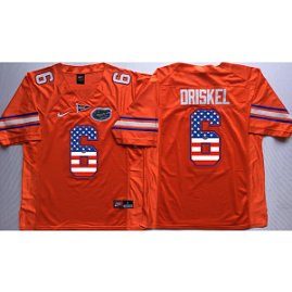 NCAA Florida Gators 6 Jeff Driskel Orange USA Flag Men Jersey NCAA Florida Gators 6 Jeff Driskel Orange USA Flag Men Jersey
