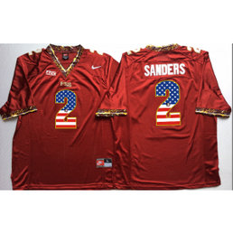 NCAA Florida State Seminoles 2 Deion Sanders Red USA Flag Men Jersey NCAA Florida State Seminoles 2 Deion Sanders Red USA Flag Men Jersey