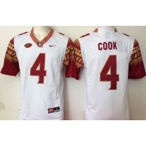 NCAA Florida State Seminoles 4 Dalvin Cook White College Football Men Jersey