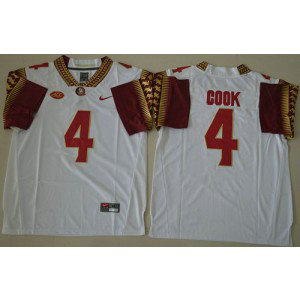 NCAA Florida State Seminoles 4 Dalvin Cook White Men Jersey