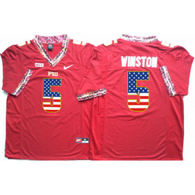 NCAA Florida State Seminoles 5 Jameis Winston Red USA Flag Men Jersey