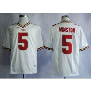 NCAA Florida State Seminoles 5 Jameis Winston White Men Jersey