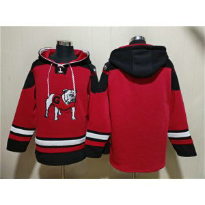 NCAA Georgia Bulldogs Blank Red Ageless Must-Have Lace-Up Pullover Hoodie