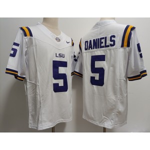 NCAA LSU 5 Jayden Daniels White 2023 F.U.S.E Vapor Limited Men Jersey