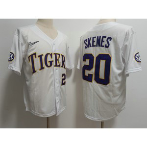 NCAA LSU Tigers 20 Paul Skenes White Nike Men Jersey