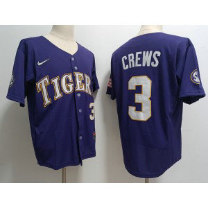 NCAA LSU Tigers 3 Dylan Crews Navy Nike Men Jersey