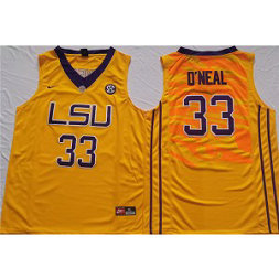 NCAA LSU Tigers 33 Shaquille O'Neal Yellow Men Jersey NCAA LSU Tigers 33 Shaquille O'Neal Yellow Men Jersey