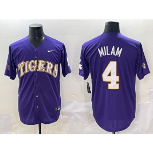 NCAA LSU Tigers 4 Milam Purple Baseball Vapor Limited Men Jersey NCAA LSU Tigers 4 Milam Purple Baseball Vapor Limited Men Jersey