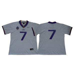 NCAA LSU Tigers 7 Leonard Fournette College Limited Football White Men Jersey With 125th Anniversary Patch