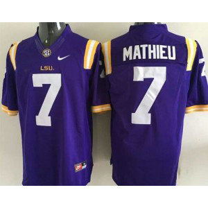 NCAA LSU Tigers 7 Tyrann Mathieu Purple Men Jersey With SEC Patch NCAA LSU Tigers 7 Tyrann Mathieu Purple Men Jersey With SEC Patch