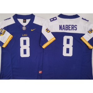 NCAA LSU Tigers 8 Malik Nabers Purple White F.U.S.E. Vapor Limited Men Jersey