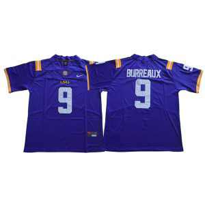NCAA LSU Tigers 9 Joe Burreaux Purple Nike College Football Men Jersey